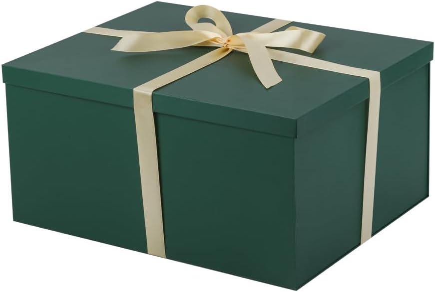 1Pcs Green Extra Large gift box with lids 16.5138 Inches gift boxes for presents,Birthday Box (include Ribbon, Paper Shred Filler Gift Card & Envelopes)