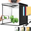 Photo Light Box, 12 Inch Photography Light Box with CRI>95 120 Light Beads. Dimmable Shooting Tent Kit with White and Warm Light. 6 Color Backdrops Photo Booth for Studio Products Display