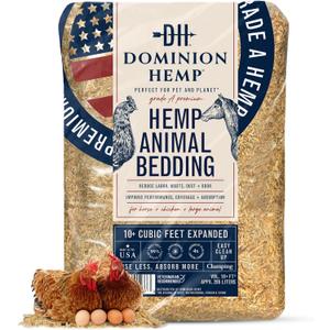 Premium Hemp Bedding for Chicken Coops in Bulk 285 Liters - USA-Grown & Processed - Ideal Nesting Material for Newly Hatched Chicks - Brooder Cover - Suitable for Pet Bedding, 1-Pack