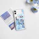 NITITOP Compatible with iPhone 12 Case with Card Holder Clear Cute Floral Lily Flowers Butterfly for Women Girls Soft TPU Shockproof Wallet Case Protective Phone Cover - Blue