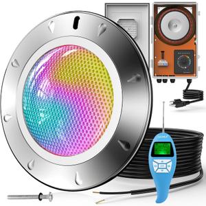 LyLmLe Pool Light for Inground Pools, 65W 12V RGBW LED Multicolor Inground Pool Light with Transformer Controller, 316 Stainless Steel,14 Color Lights Show LED Pools Lights for 10" Niche, 50FT Cord