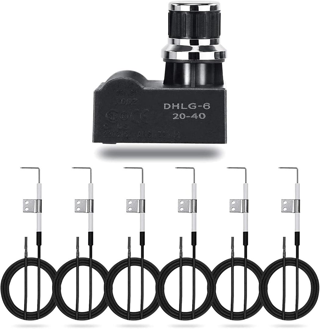 Hisencn 6 Outlets Tact Push Button Grill Ignitor Kit for Home Depot Nexgrill 720-0830H, 720-0888N, 720-0830D, 720-0888, Universal Spark Igniter with Wire Ignition Replacement Kits