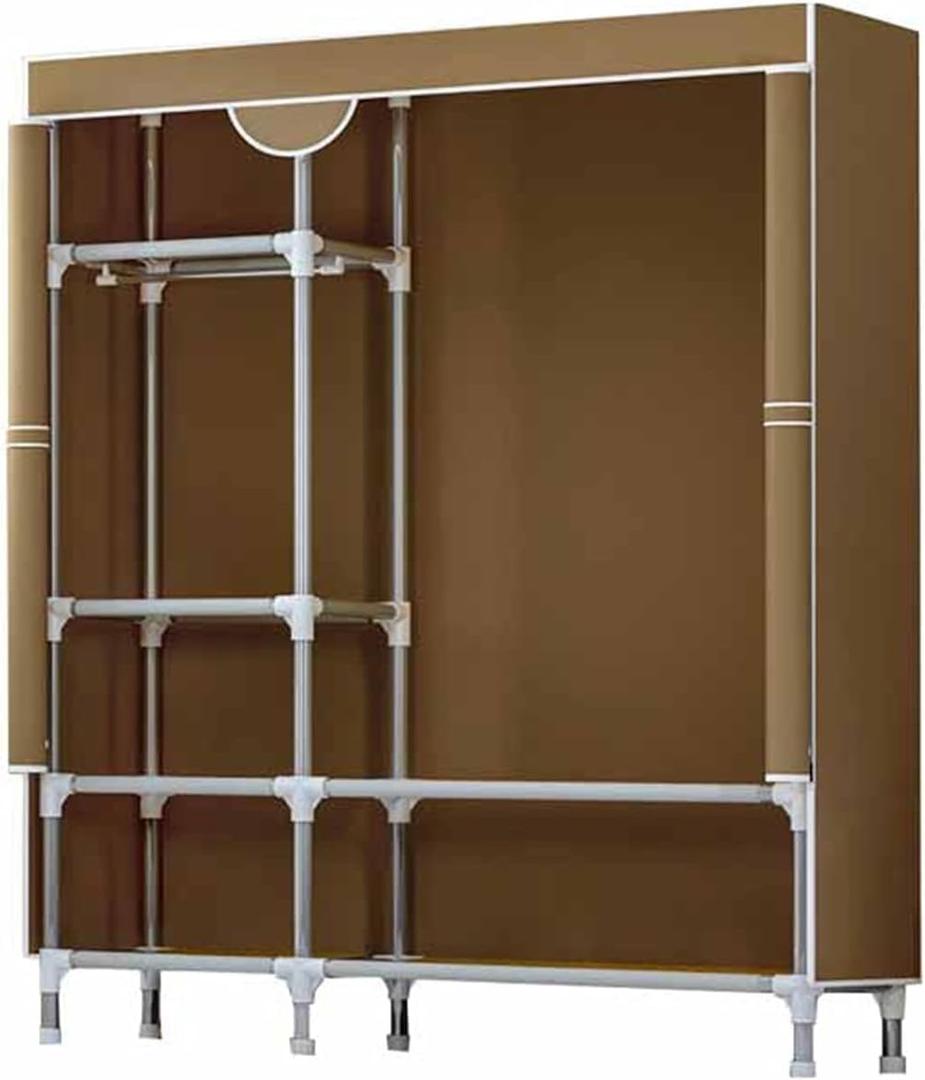 Wardrobe,Free Standing Clothes Storage Organizer Stable Metal Frame Closet Locker 