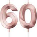 Birthday Candles Numeral Candles Cake Topper Decoration for Birthday Party Wedding Anniversary Celebration Supplies (Rose Gold,60th)