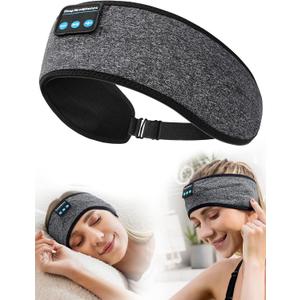 Sports Headband, Adjustable Wireless Headband Headphones, Long Time Play Headphone Band with Built in Speakers Perfect for Sleep, Workout, Running, Yoga, Travel, Insomnia (Gray)