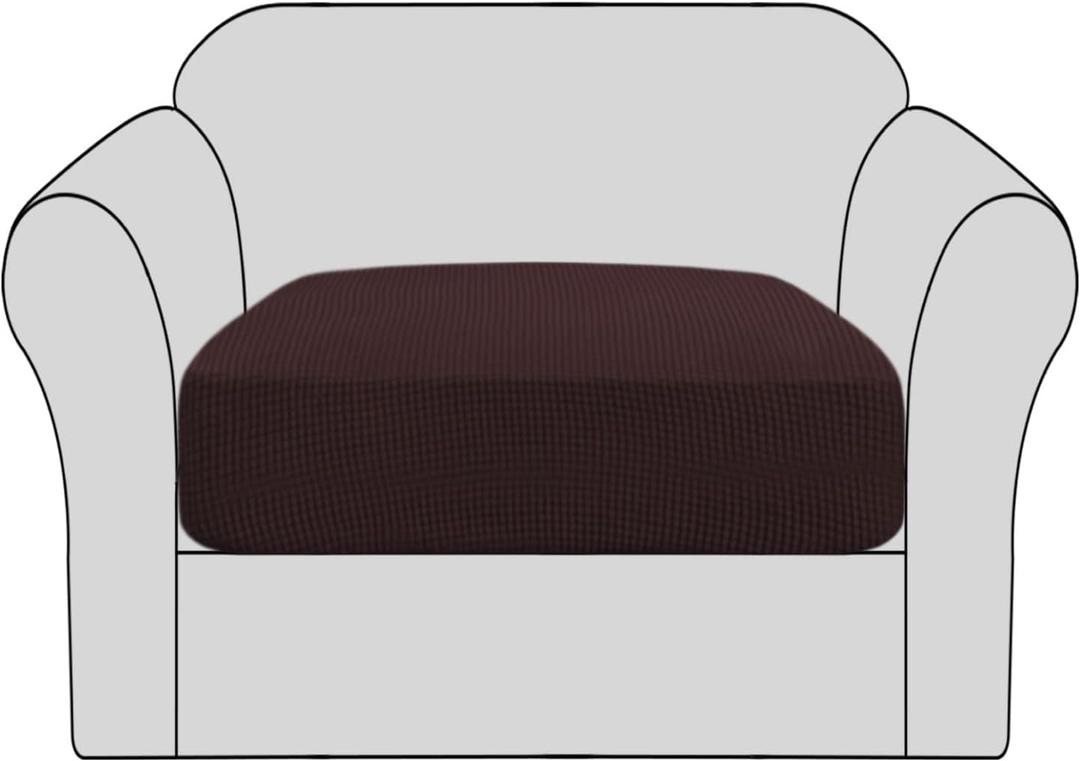 H.VERSAILTEX Stretch Couch Cushion Covers Individual Seat Sofa Chair Slipcovers Cushion Protector Cover Featuring Jacquard Textured Twill Fabric(1 Cushion Chair Cover, Chocolate)