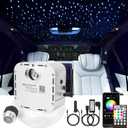 CHINLY Starlight 32w Twinkle 710pcs 13.1ft (0.03in+0.04in+0.06in+0.08in) Bluetooth RGBW LED Fiber Optic Star Ceiling Light,APP/Remote +Adapter+Cigarette Lighter+10 Crystals,for Headliner/Ceiling