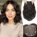 Lommel Short Wavy Hair Toppers for Women 12 Inch Hair Topper with Thinning Hairs Natural-Looking Wiglett Lightweight & Add Volume Hairpiece for White Roots Cover for Daily(Dark Brown)