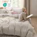Bedsure Duvet Cover Full Size - 3 Pieces Prewashed Extra Soft Cotton-Like Bedding Set, Includes 1 Duvet Cover 80x90 Inches with Zipper Closure & 2 Pillow Shams, Linen, Comforter Not Included