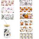 10 Sheets Halloween UV DTF Transfer Cup Wraps for Glass Cups Walls UVDTF Cup Wraps Pumpkin Ghost for 16 OZ Cups DIY Crafts Decoration Applique for Furniture