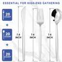 MirthMood 60 PCS Plastic Silverware,Silverware Disposable,Plastic Utensils,Disposable Utensils Heavy Duty,Disposable Dinnerware Set,Includes:20 Knives,Forks and Spoons for Party, Birthday,Wedding