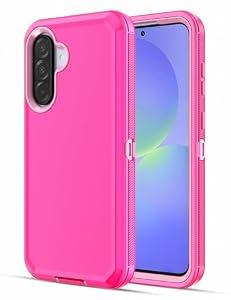 Jiunai for Samsung Galaxy A56 Case Rugged Port Cover Heavy Duty Shockproof Dust Proof Charge Dual Layer Hybrid Drop Protection Phone Case for Samsung Galaxy A56 5G 6.7'' 2025 Men Women Pink