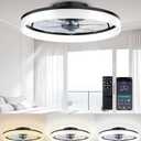 AQUBT Ceiling Fans with Lights and Remote, 20" Modern Low Profile Ceiling Fan with Light, Stepless Color Temperature Change and 6 Speeds for Bedroom, Kids Room and Living Room (Black)
