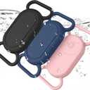 3 Pack Dog Collar Holder for Samsung Galaxy SmartTag 2 Case, Silicone Protective Case for Galaxy Smart Tag 2 for Pets, Cats (Black/Navy Blue/PinkSand)