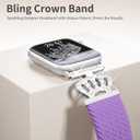 Braided Stretchy Bands with Magnetic Clasp for Apple Watch Band 40mm 38mm 41mm 42mm 44mm 45mm 46mm 49mm, Bling Crown Designer Soft Nylon Sport Solo Loop for iWatch Series 10 9 8 7 6 5 4 3 Ultra 2 1 SE (Light purple)