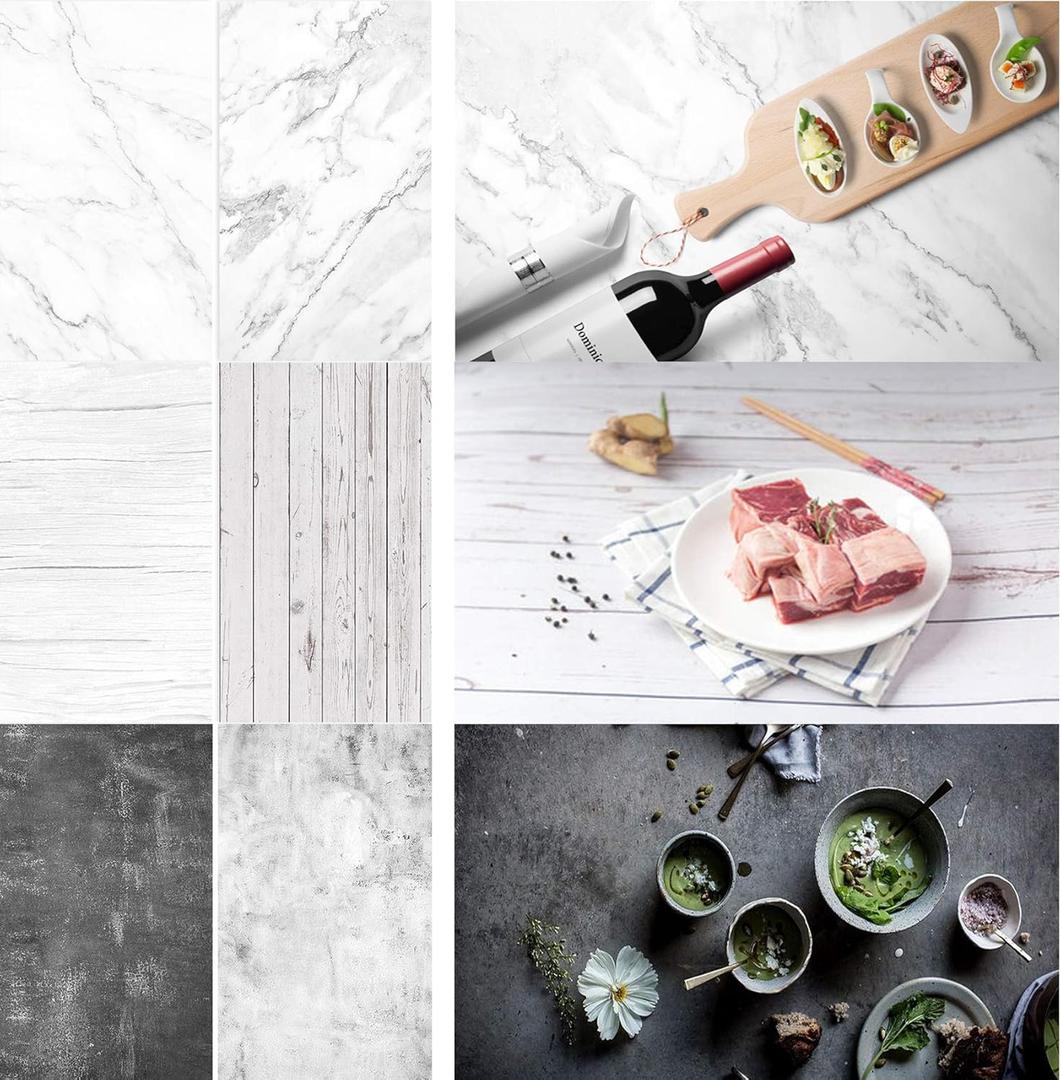 Meking 3pcs 34inx22in Photo Backdrops, Double Sided Marble Wood Cement Texture 2 in 1 Background Paper Photography Props for Flat Lay, Food Tabletop Product Fashion Ins Style Blog Photo Shooting Meking 3pcs 34inx22in Photo Backdrops, Double Sided Marble Wood Cement Texture 2 in 1 Background Paper Photography Props for Flat Lay, Food Tabletop Product Fashion Ins Style Blog Photo Shooting