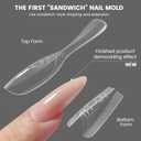 YOKEFELLOW Original Sandwich Nails Dual Forms - 240Pcs Nail Mold for Quick Nails Extension, No Paper Forms Needed, 15 Sizes Plastic Form, Salon Nail Art Tools(W558-Almond)