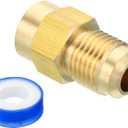 PATIKIL Brass Flare Tube Fitting, Union Coupling Gas Adaptor 5/16" SAE 45 Flare Male to 1/8" NPT Female Pipe Connector Adapter with PTFE Tape for Refrigeration Gas System