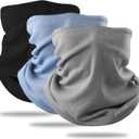 ISQ Winter Warm Neck Gaiter Soft Wool Neck Warmer Outdoor Riding Windproof Balaclava Face Mask Suitable for Men and Women (Black - Blue - Dark Grey)