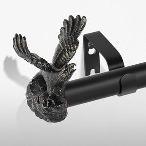 TANGWIN Black Decorative Curtain Rods for Windows:72-144 Inch Adjustable Farmhouse Curtain Rod for Bedroom Living Room, Heavy Duty Rustic Drapery Rods with Vintage Eagle Finial Easy Install, Matte Black