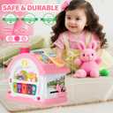 BOBUEXER Toddler Girl Toys 1-2 -Montessori Toys for 1 Year Old Girls,Baby Toys 6-12 12-18 Months, 1st Birthday Girl Gifts,10 in 1 Bilingual Learning Toy with Sound Light (Pink)