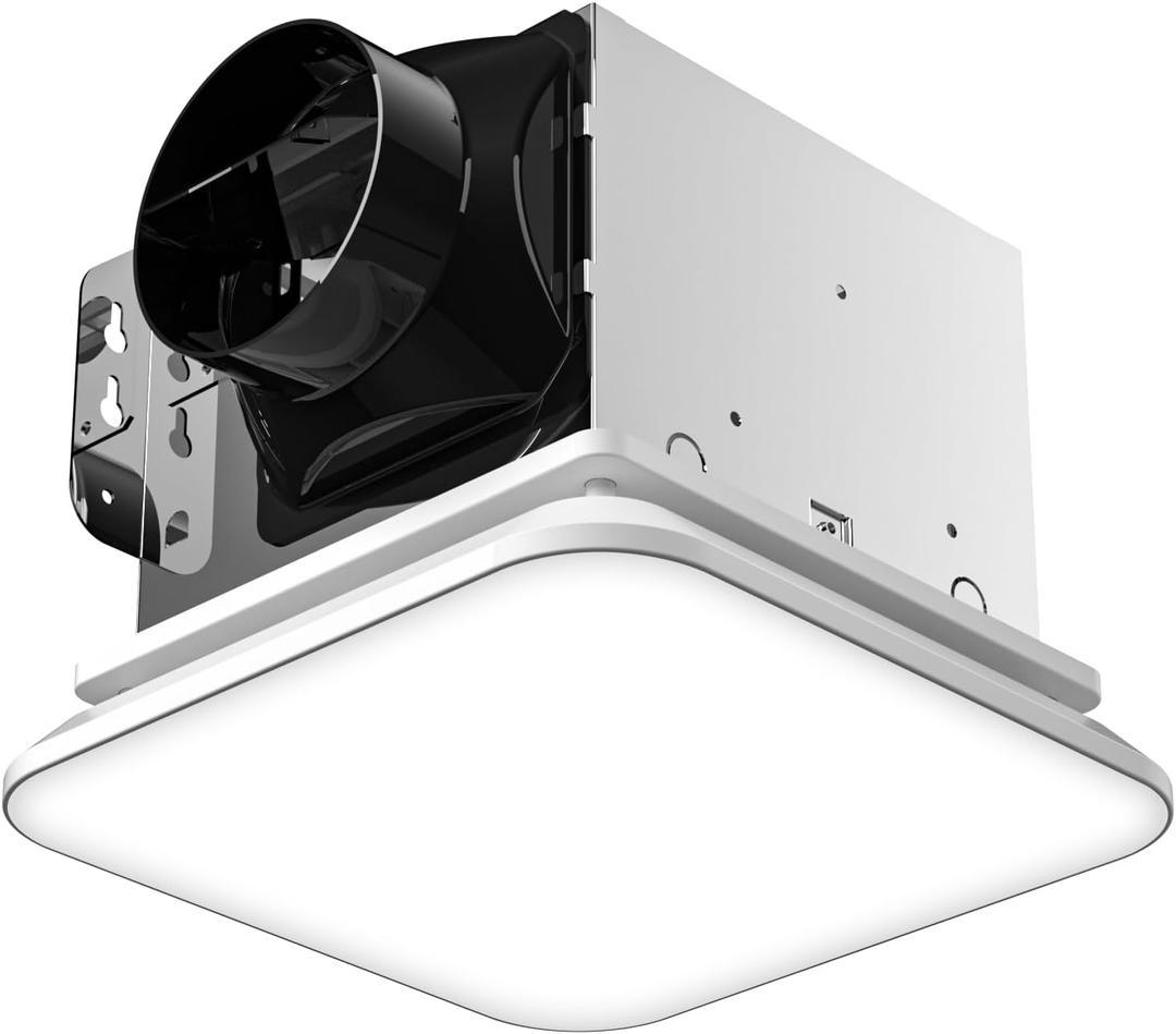 Fitop Bathroom Exhaust Fan with Light, 110 CFM 43W Ceiling Mount Shower Ventilation Exhaust with Light, 1.0 Sones Bathroom Vent with Light, Bathroom Fan 1200LM LED Light 3000K/4000K/5000K (white)