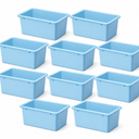 Thyle 10 Pieces Plastic Cubby Bins with Labels 11.6 x 7.7 Inch Classroom Book Bins Stacking Storage Container Organizer Storage Cubbies for Classroom Office