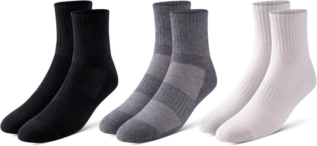 Pair of Thieves Men's Cushion Ankle Socks, White/Black/Grey