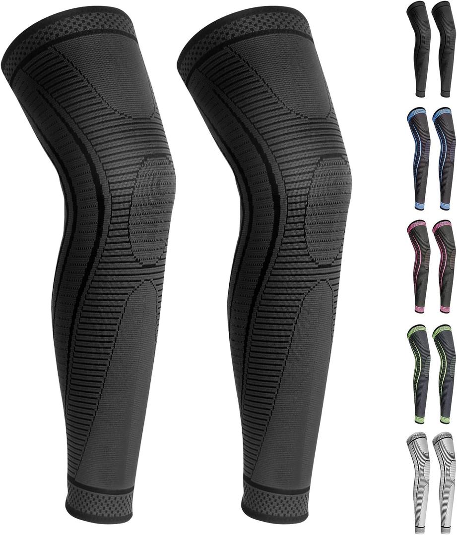 2 Pack Full Leg Compression Sleeves for Men And Women Long Knee Brace Support for Basketball, Running, Workout, Cycling, Sport XXL