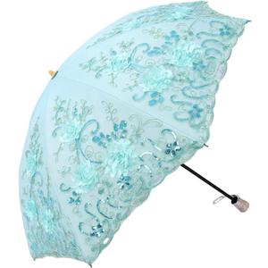MizHome Lace Parasol Double-Layer UV Protection Compact Folding Umbrella Handmade