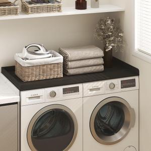 Furinno RAVEL Washer Dryer Countertop Organizer, Shelf Washing Machine Topper with Edge Rails, Anti Slip Pads, 27.5D x 54W, Single, for Laundry Room Storage Organization and Laundry Hamper, Espresso