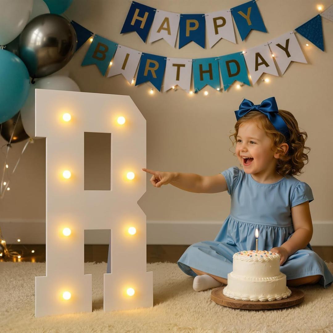 2FT Light Up letters, Quick 5-Min Setup, Battery Operated LED Large Lighted Letters for Party Birthday Baby Shower Wedding Graduation Decor, Marquee Letter R