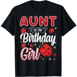 Aunt Of The Birthday Girl - Family Ladybug Birthday T-Shirt, S