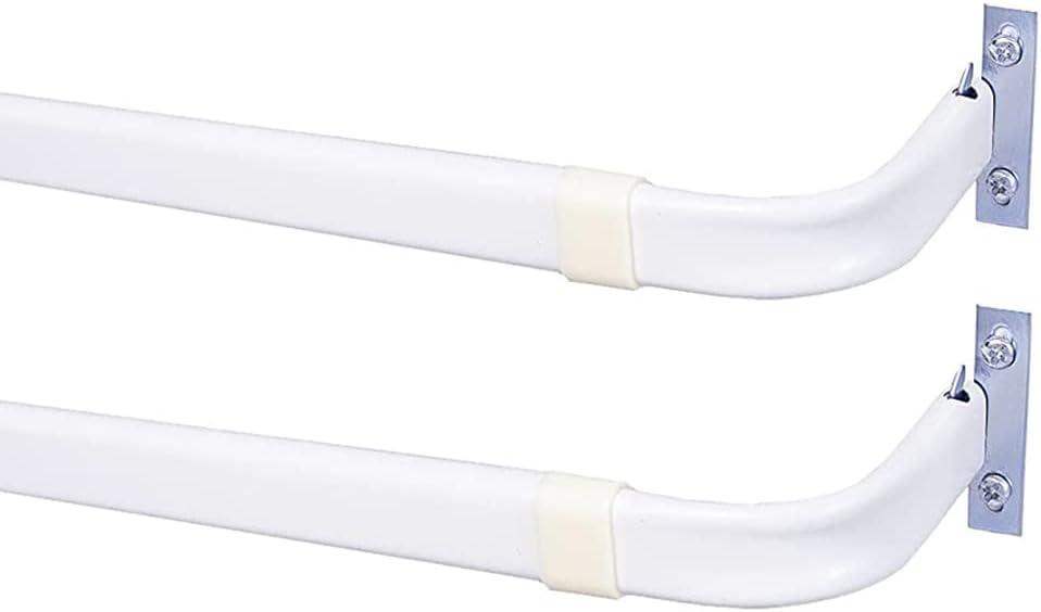 Heavy Duty Single Rod,Lock Seam Curtain Rod 28 to 48-Inch Adjustable Width, 2 1/2-Inch Projection Hardware Included, White, (Pack of 2)