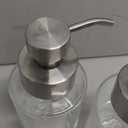 Foaming Soap Dispenser Set, 12 Oz Glass Hand Soap Dispenser with 304 Rust Proof Stainless Steel Pump, Waterproof Labels, for Bathroom Decor Kitchen College Dorm, Clear Silver Pump 2 Pack