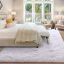 Merelax Soft Modern Indoor Large Shaggy Rug for Livingroom Bedroom Dorm Kids Room Home Decor, Non-Slip Plush Fluffy Furry Fur Area Rugs Comfy Nursery Accent Floor Carpet 9x12 Feet, White