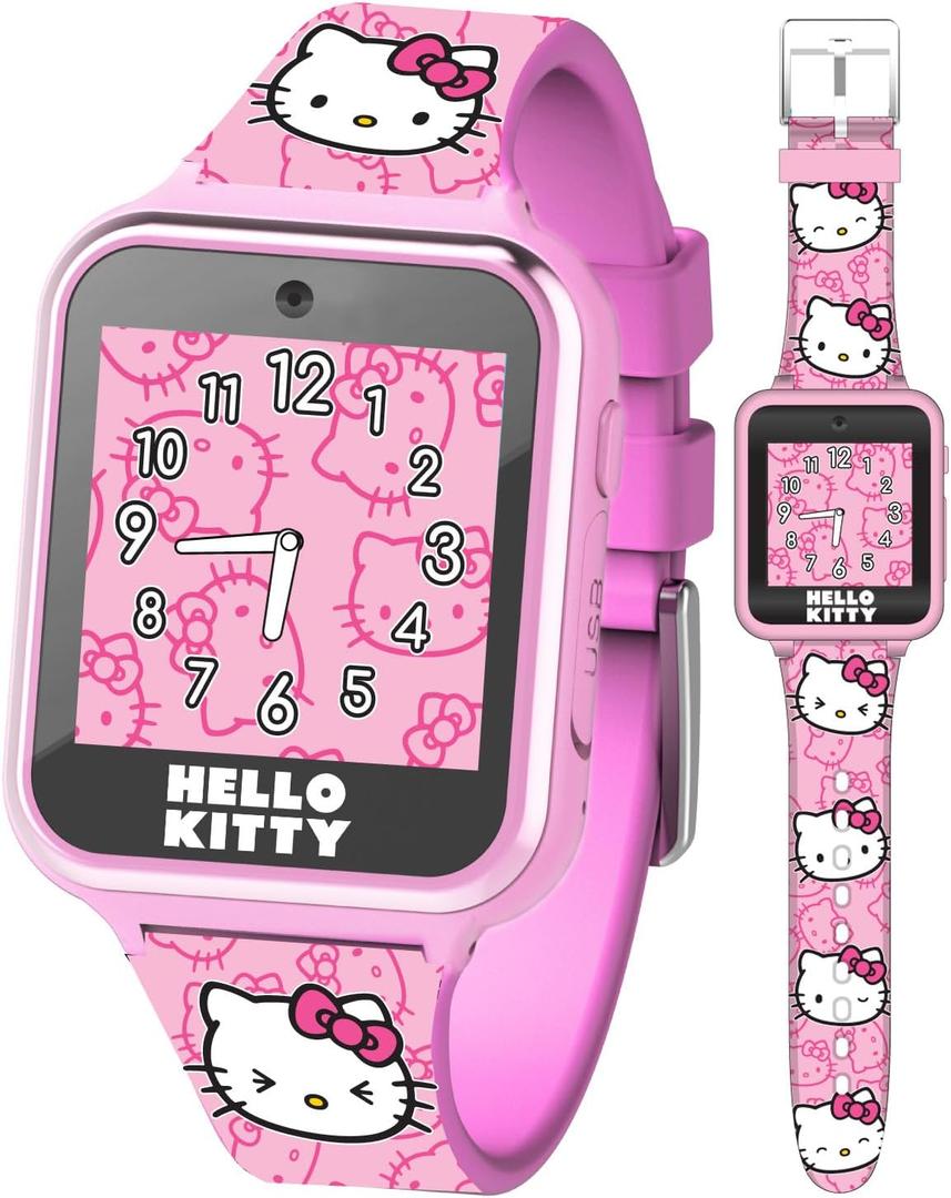 Hello Kitty Kids Smartwatch - Interactive Touchscreen with 10 Watch Faces, Camera, Games, Alarm, Step Tracker & More - Fun Gift for Girls with Pink Silicone Strap - Fits Wrists 5.5'' to 8.0"