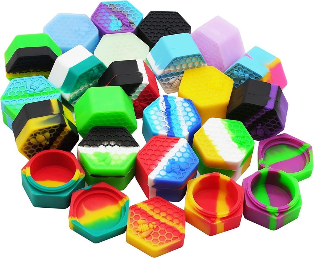 26ml Hexagon Silicone Wax Containers Non-stick Jars (15)