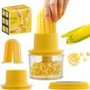 Corn Stripper and Peeler Tool with Bowl, Quick & Safe Corn Kernel Cutter for Shucking Corn on Cob, Comes with Non-Slip Safety Handle (Yellow)