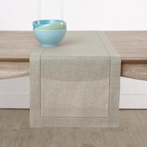 Solino Home Linen Natural Table Runner 72 Inches Long - 100% Pure Linen Hemstitch Table Runner 14 x 72 Inch for Dresser, Dining, Spring, Summer, Mothers Day - Classic Hemstitch