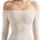 SUUKSESS Women Off the Shoulder Long Sleeve Bodysuit Double Lined Thong Bodysuit, S