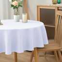 Biscaynebay Textured Fabric Round Tablecloths 90", White Water Resistant Table Cloths Circle Folding Table Covers Linen for Dining, Kitchen, Wedding and Parties etc.