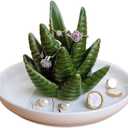 PUDDING CABIN Aloe Ring Holder,Cactus Ring Dish,Jewelry Holder Trinket Tray for Rings Earrings Necklace Organizer,Bridesmaid Christmas Birthday Gift for Women Girls