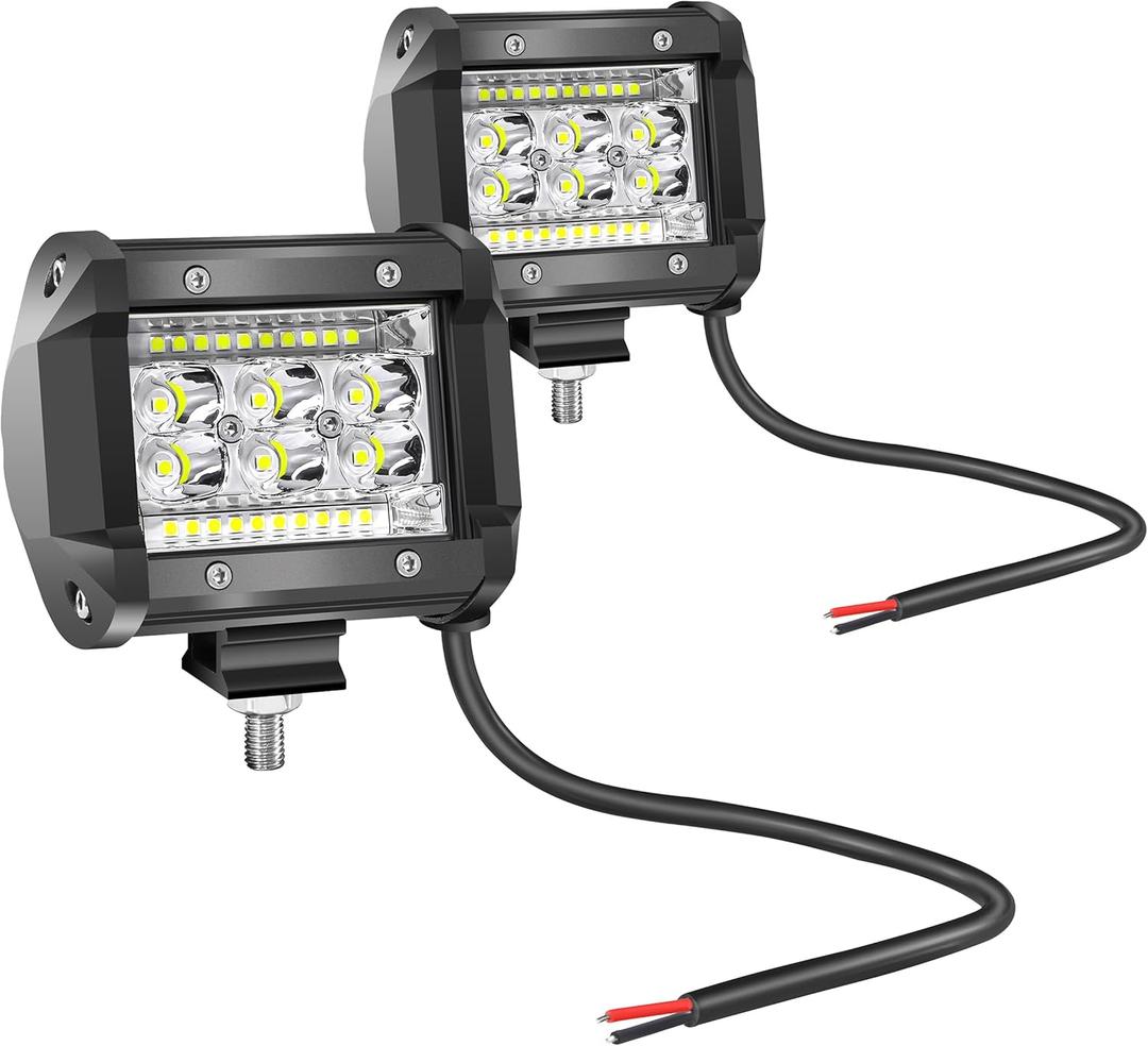 4 Inch LED Driving Lights, 12V 24V Triple Row 78W Spot Flood Golf Cart Headlights, LED Fog Lights for Off Road Truck Jeep Boat Van SUV ATV UTV, 2 Pcs Waterproof Pod Lights, White Beam