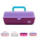 Caboodles Pretty in Petite Makeup Box, Two-Tone Lavender on Violet, Hard Plastic Organizer Box, 2 Swivel Trays, Fashion Mirror, Secure Latch for Safe Travel