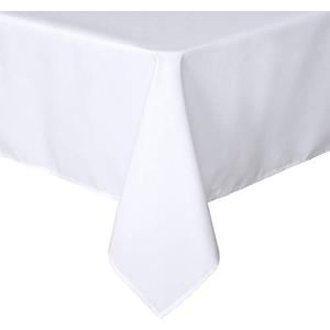 sancua Rectangle Tablecloth - 60 x 84 Inch - Stain and Wrinkle Resistant Washable Polyester Table Cloth, Decorative Fabric Table Cover for Dining Tables, Buffet Parties and Camping, White