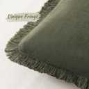 MIULEE Decorative Throw Pillow Covers Neutral Linen Fringe Throw Pillows Set of 2 Olive Green Boho Farmhouse Cushion Covers with Tassels for Couch Sofa Bed Living Room Spring Home Decor 20x20 Inch