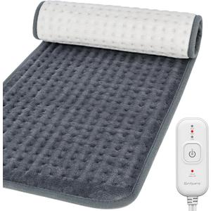 Comfytemp Heating Pad for Back Pain & Cramps Relief, FSA HSA Eligible Electric Large Heat Pad, 2H Auto Off, Valentines Day Gifts for Her Him, Moist Heated Pad for Neck Shoulder, Washable, 12"x24" (Light Grey)