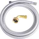 Hydro Master Braided Stainless Steel Dishwasher Connector with Elbow 72 inches 3/8" Comp x 3/8" Comp