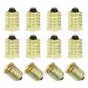 Pure Copper E14 to E12 Adapter Converter, European to Candelabra Screw Light Socket Reducer, 12Pcs Gold Lamp Bulb Adapter